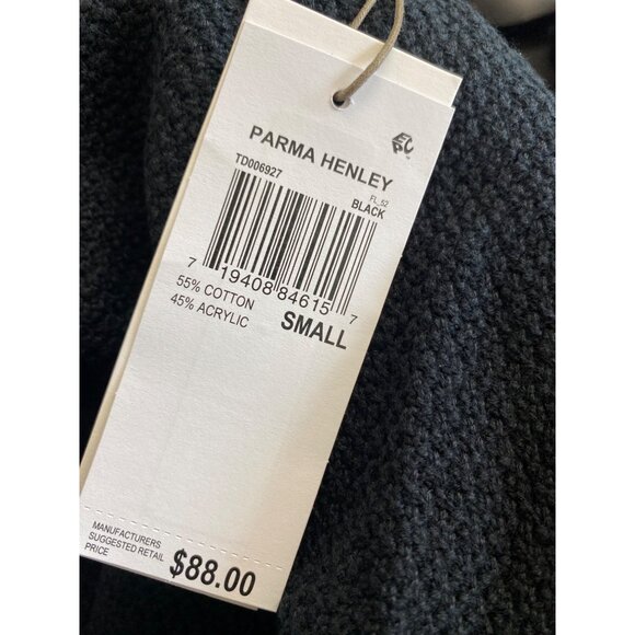 Three Dots Womens Long Sleeves Front Button Parma Henley Top Black Size S NWT - Picture 5 of 5